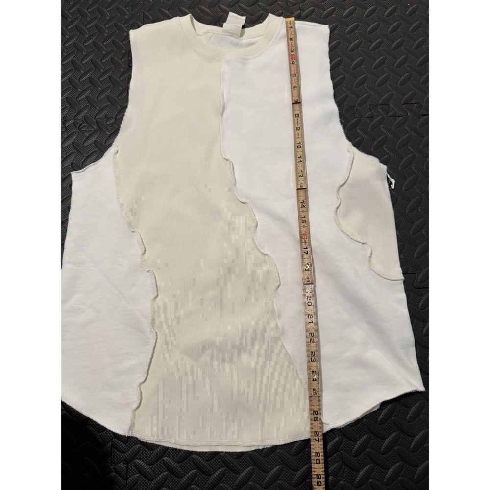 Rare/Self Ivory Sweater Top Sz 4 Patchwork Deconstructed Asymmetrical Architect - Picture 5 of 9